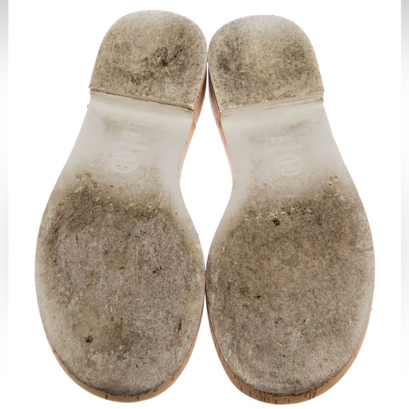 Chanel CC 2021 Chain Pool Tweed Cork Heels Mule Sandals Slides Shoes - Picture 5 of 13